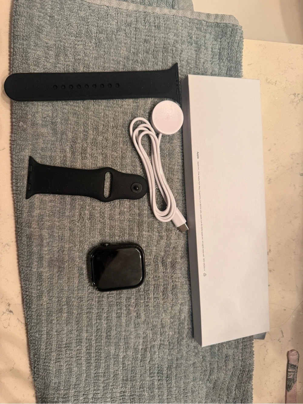 Black Smartwatch with Magnetic Charger and Replacement Bands